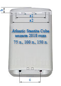 размеры бойлера Atlantic Steatite Cube 75, 100, 150 литров. Модель 2018 года. Новая форма кронштейна.