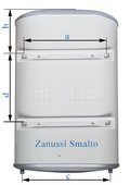 бойлер Zanussi Smalto, монтажные размеры
